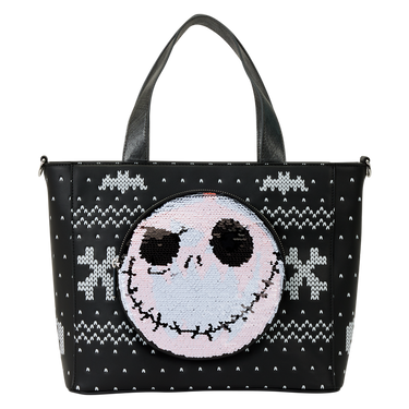 Loungefly Disney The Nightmare Before Christmas Jack Skellington Reversible Sequins Tote Crossbody Bag with Coin Bag